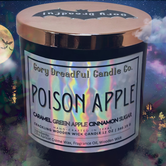 Poison Apple Crackling Wooden Wick Candle: Caramel Green Apple Cinnamon Sugar - Picture 7 of 10